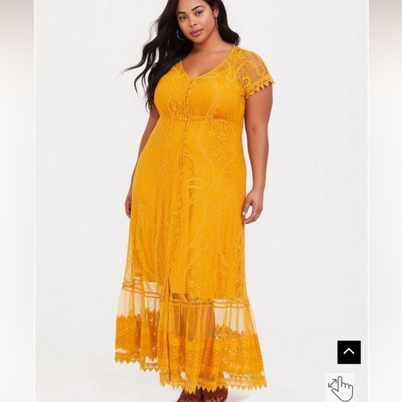 Torrid Yellow Maxi Lace Button-Front Dress - Picture 1 of 2